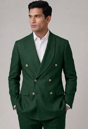 Double-breasted shawl lapel blazer with flap pockets