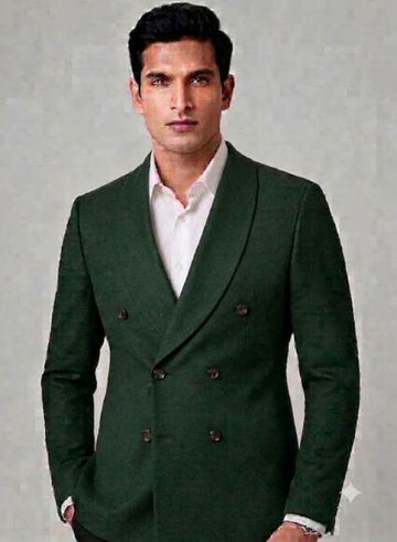 Double-breasted shawl lapel blazer with no pockets