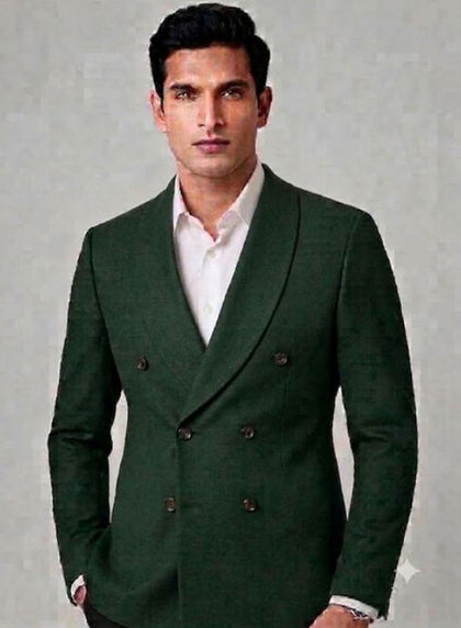 Double-breasted shawl lapel blazer with no pockets