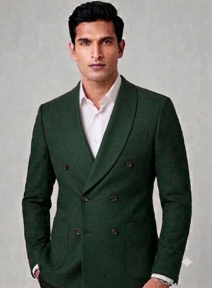Double-breasted shawl lapel blazer with patch pockets