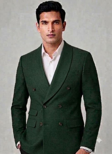 Double-breasted shawl lapel blazer with ticket pocket