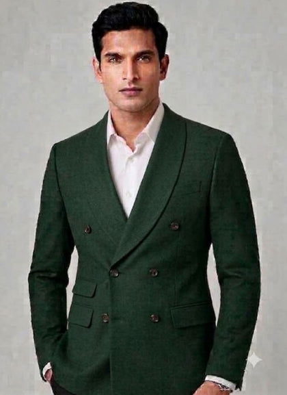 Double-breasted shawl lapel blazer with ticket pocket