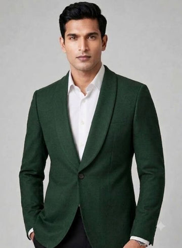 Single-breasted, one button shawl lapel blazer with no pockets