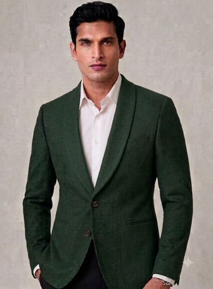 Single-breasted, two buttons shawl lapel blazer with welt pockets