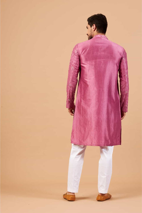 Pumetric — Purple Embroidered Dupion Silk Kurta