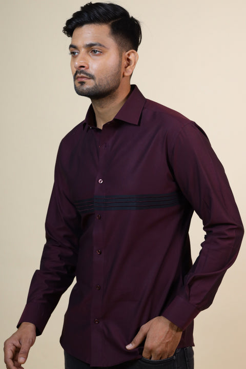 Mauvais Burgundy — Burgundy Pattern Giza Cotton Shirt