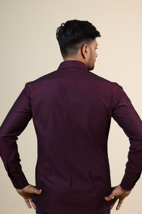 Mauvais Burgundy — Burgundy Pattern Giza Cotton Shirt