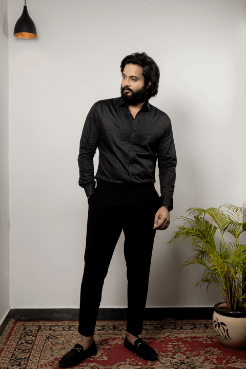 Black Pintuck — Black Pintuck Giza Cotton Shirt