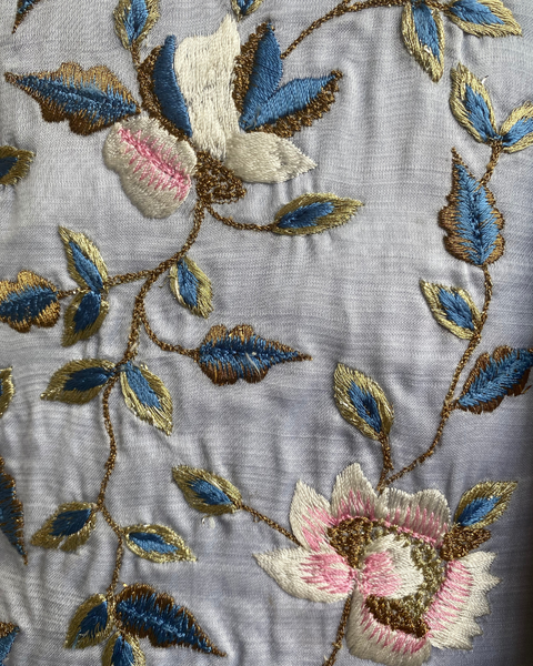 Powder Blue — Powder Blue Thread Embroidered Linen Satin Nehru Jacket