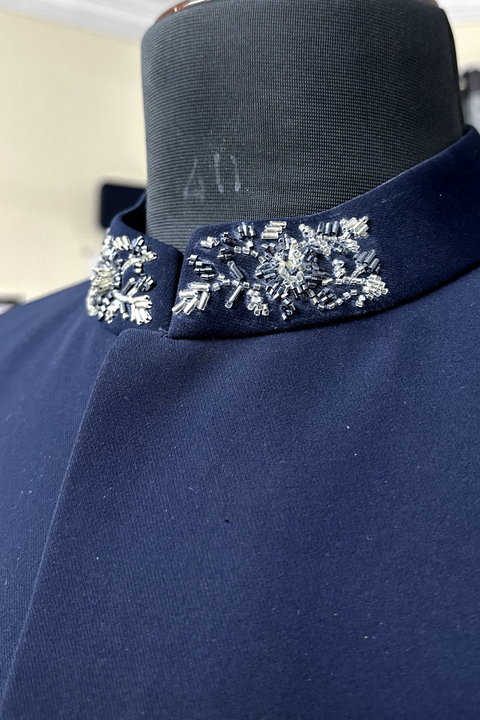 Azul Oscuro — Blue Imported Italian Fabric Bandhgala