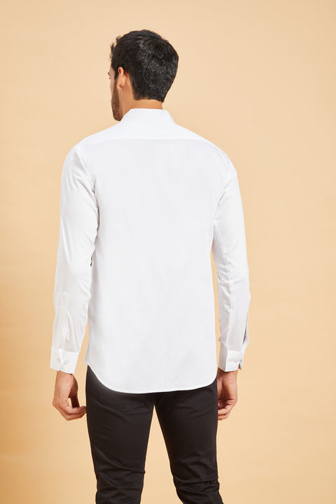 Scale Pattern — White Pattern Cotton Satin Shirt
