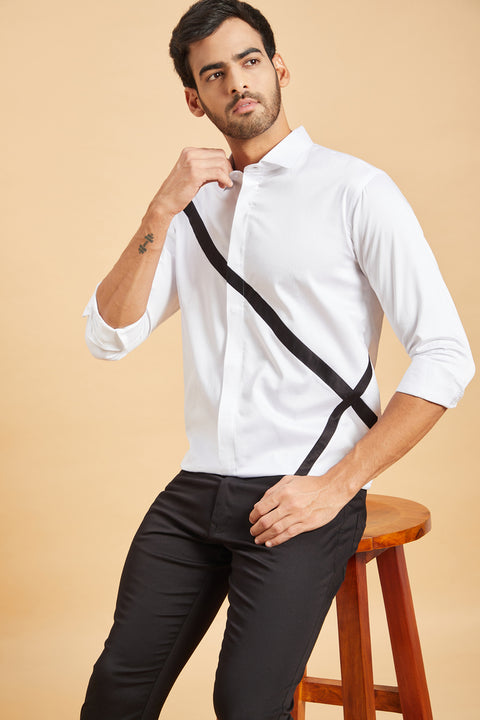 Scale Pattern — White Pattern Cotton Satin Shirt