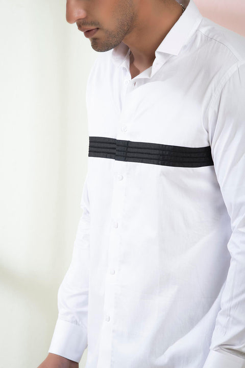 Contrast — White Contrast Pattern Giza Cotton Shirt